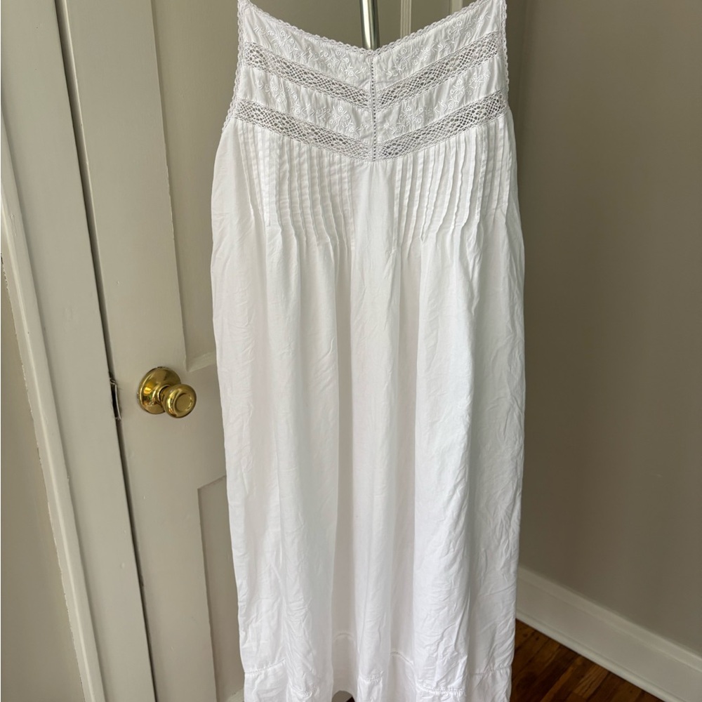 Taleen White 100% Cotton Lightweight Embroidered Nightgown Sz XL